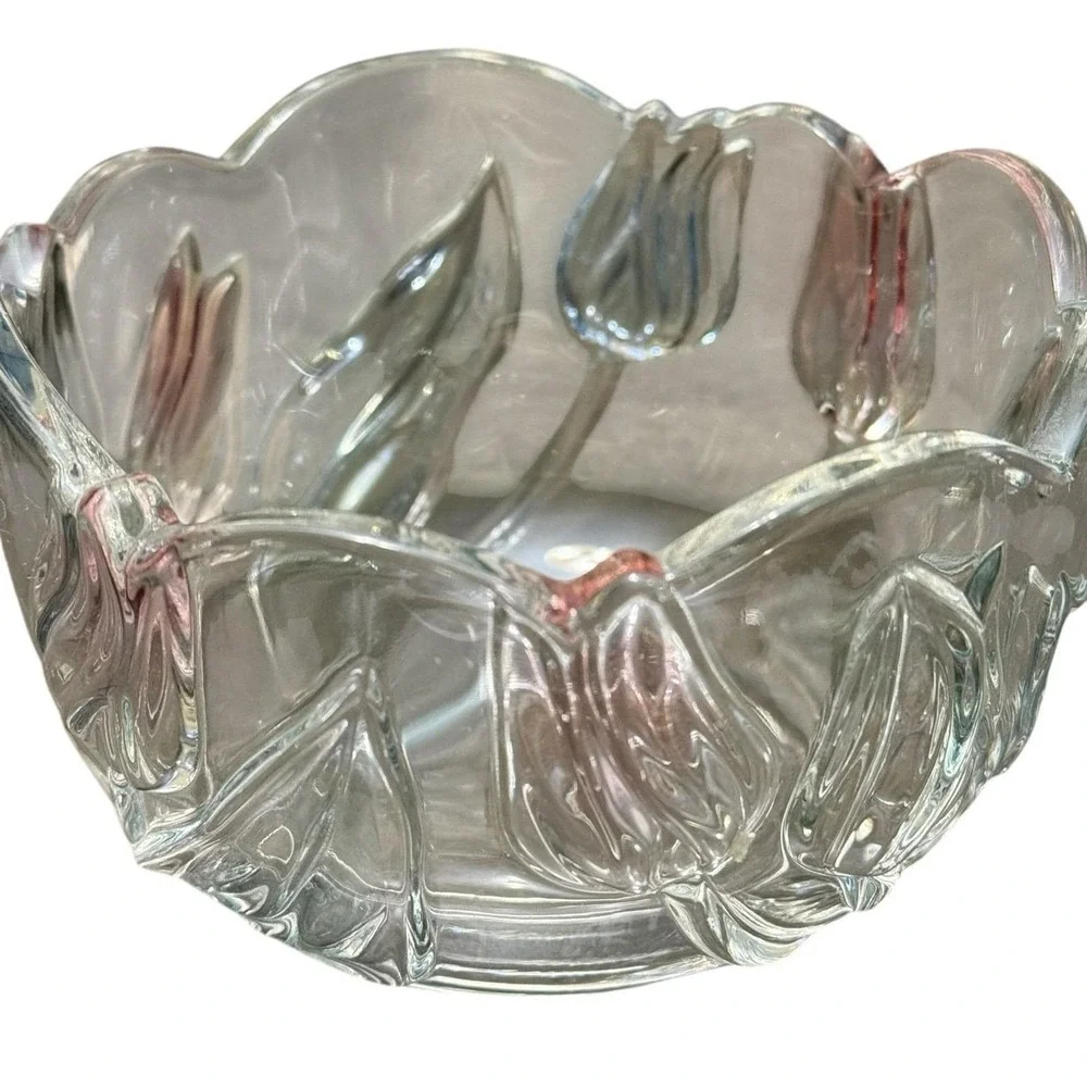 Mikasa Crystal Tivoli Tulips Frosted Crystal Glass Candy Side Bowl
